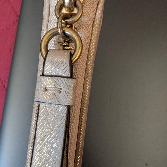 COACH POPPY CREAM GOLD SHIMMER LEATHER LONG WALLET - Picture 3 of 14